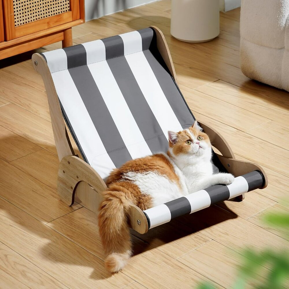 Cooling Cat Hammock Chair with Water Mat, Beach Style Lounger for Large Cats, El